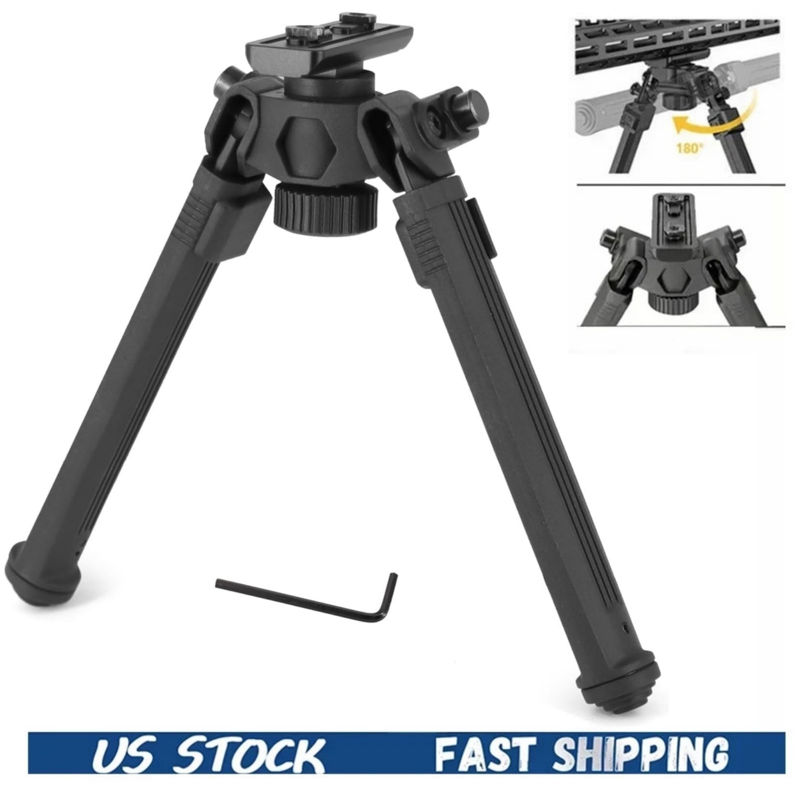 Tactical Rifle Bipod For M-lok Rail Mount 7.6" - 10.6" Adjustable Hunting Bipod