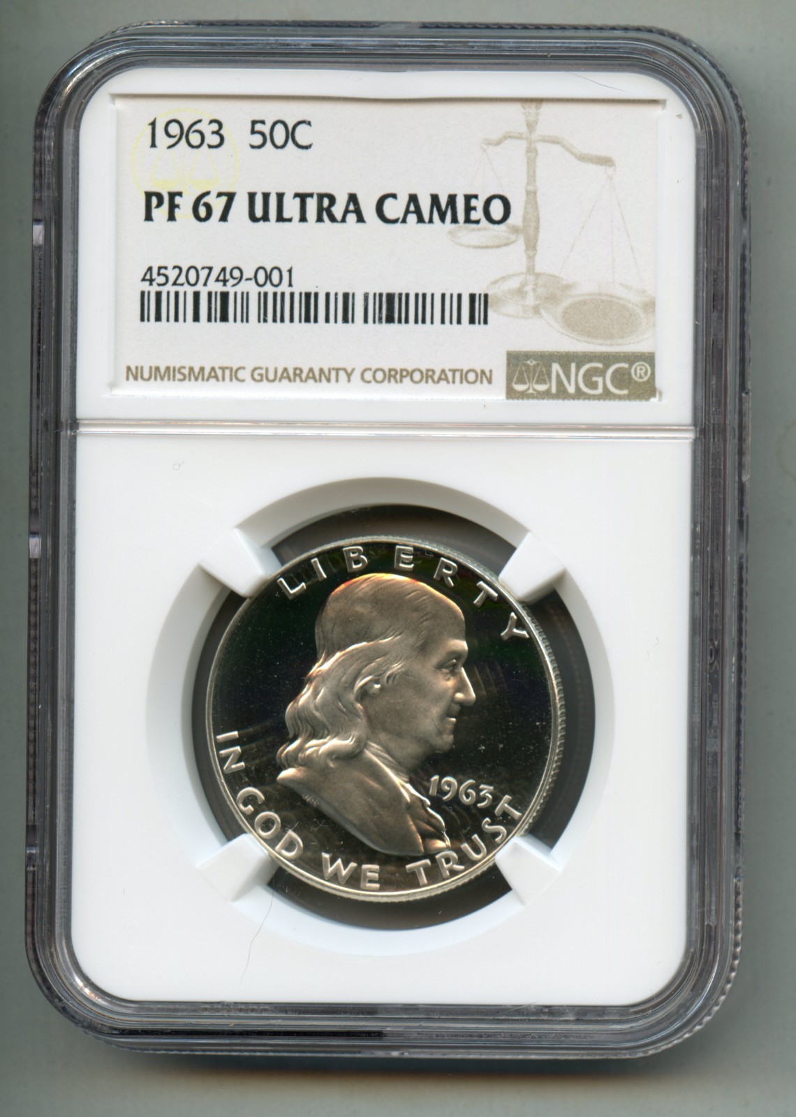 1963 Franklin Silver Half Dollar NGC PF (PR) 67 Ultra Cameo (DCAM)