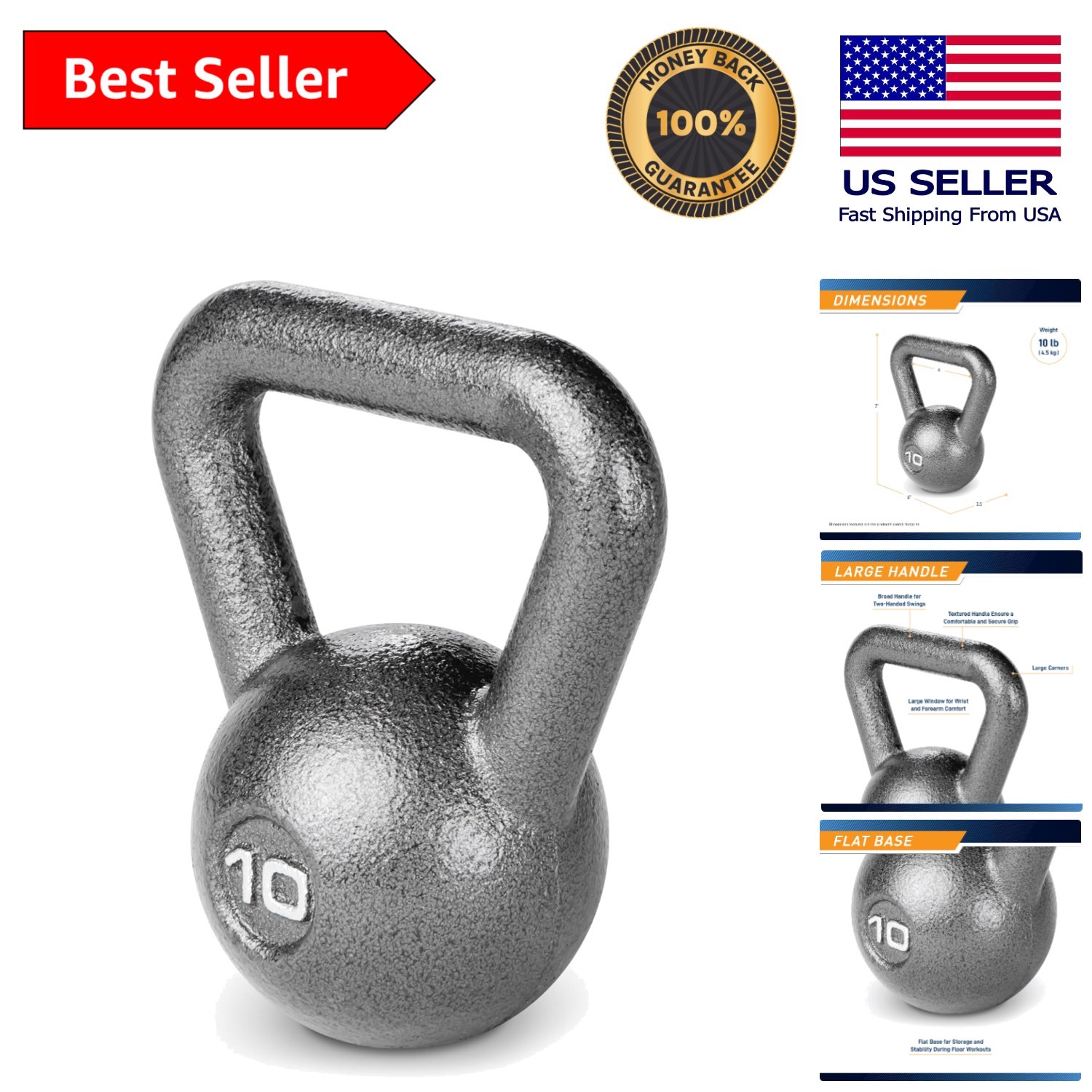 Customizable Hammertone Kettlebell Set - Perfect for Home Workouts (10-55 lbs)