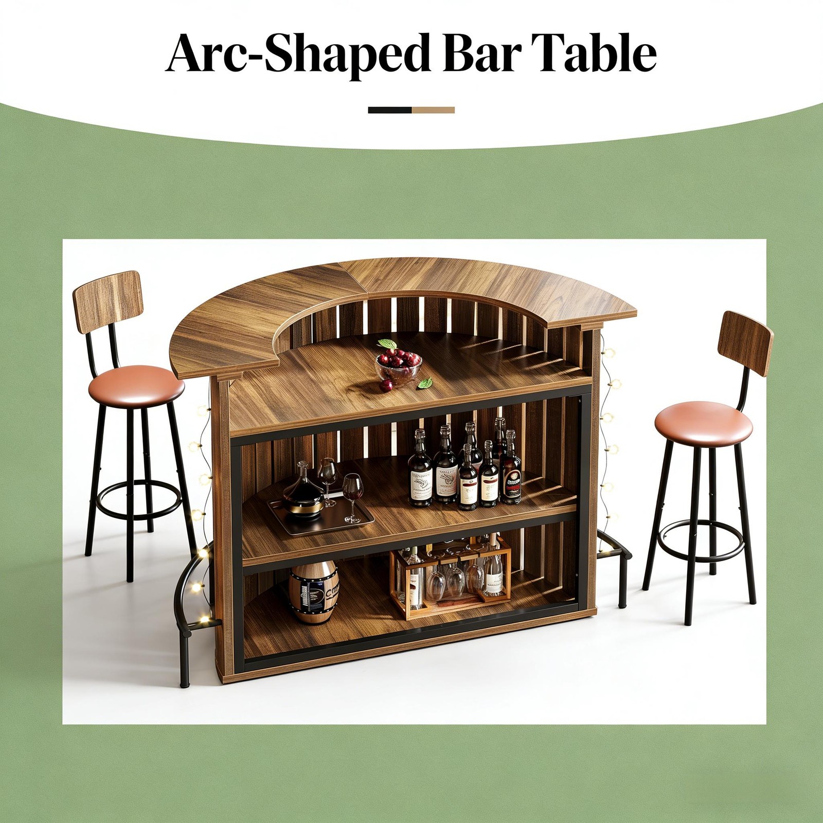 Stylish Bar Table,Arc-Shaped Bar Cabinet,Coffee Table