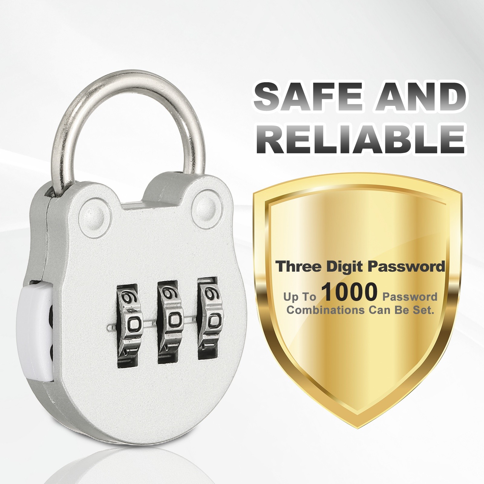 Combination Padlock (Small, Silver)(4 Pcs),Cat Shackle Code Locks