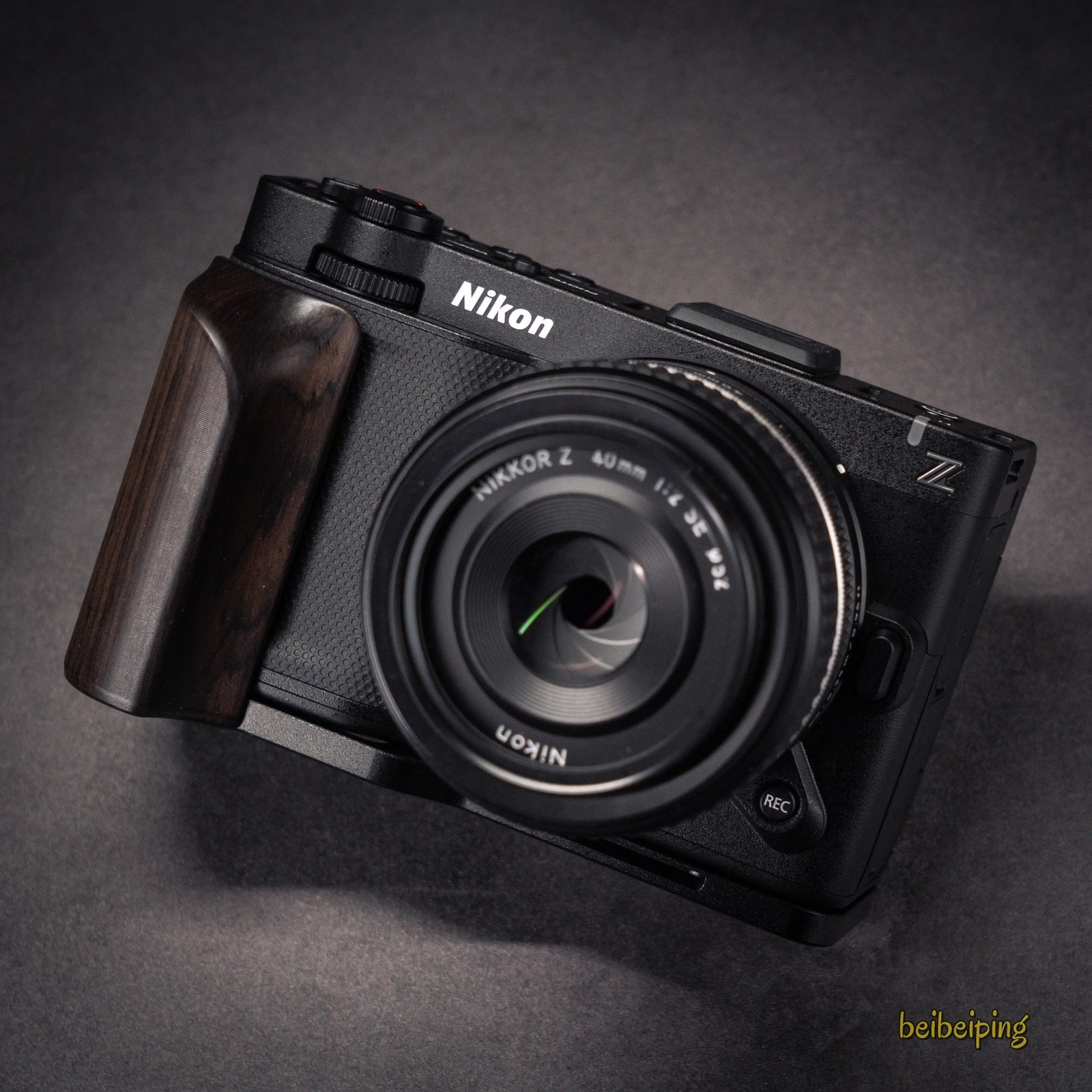 Wood L Hand Grip Holder w/Aluminum Alloy Baseplate For Nikon ZR Camera For Arca