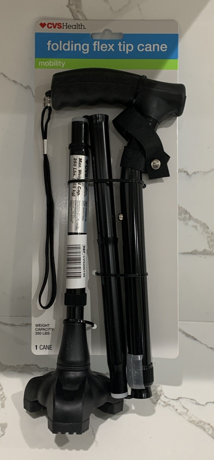 CVS Health Folding Flex Cane  Black Mobility NEW