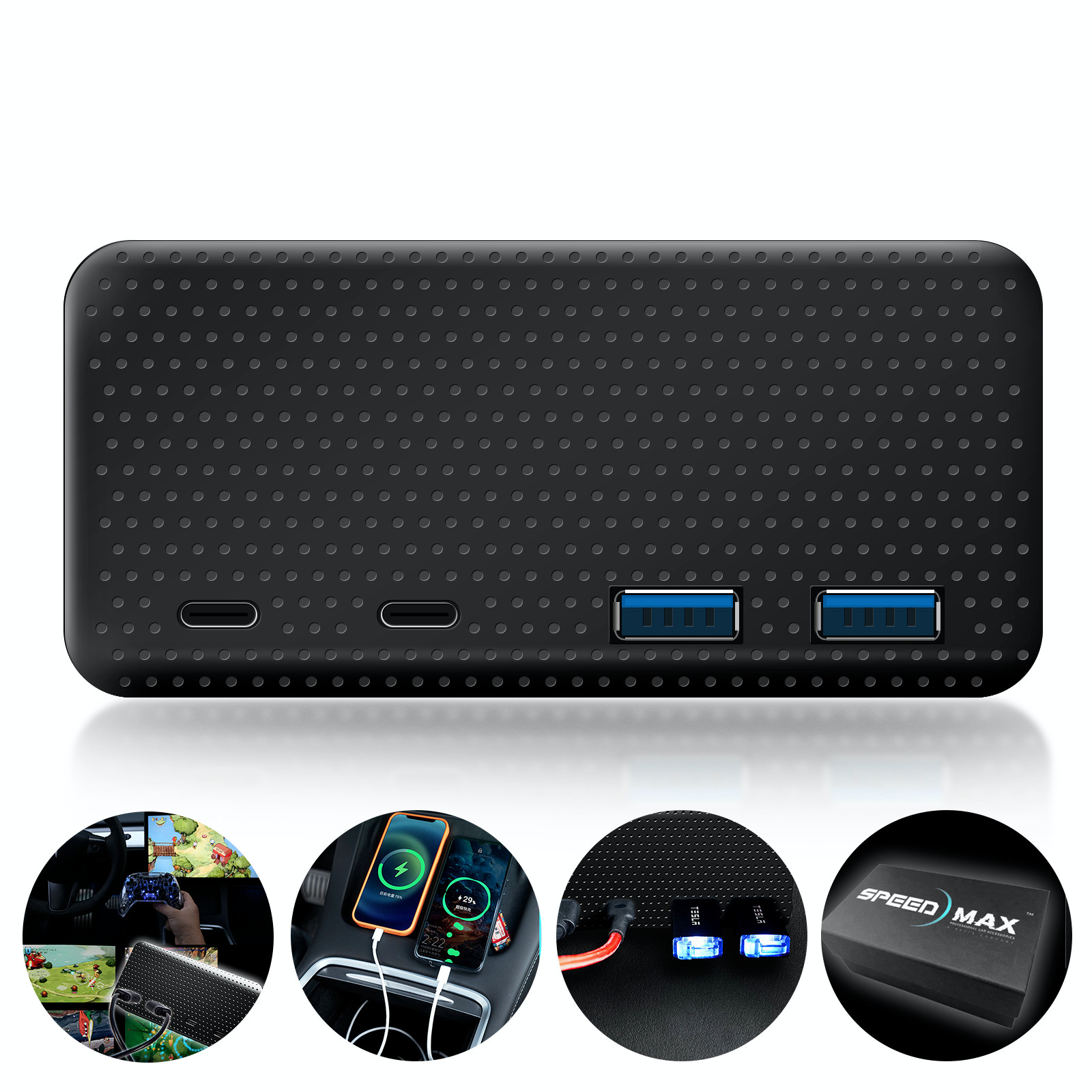 For Tesla Model 3/Y USB Hub Center Console Adapter Game Music Docking Station