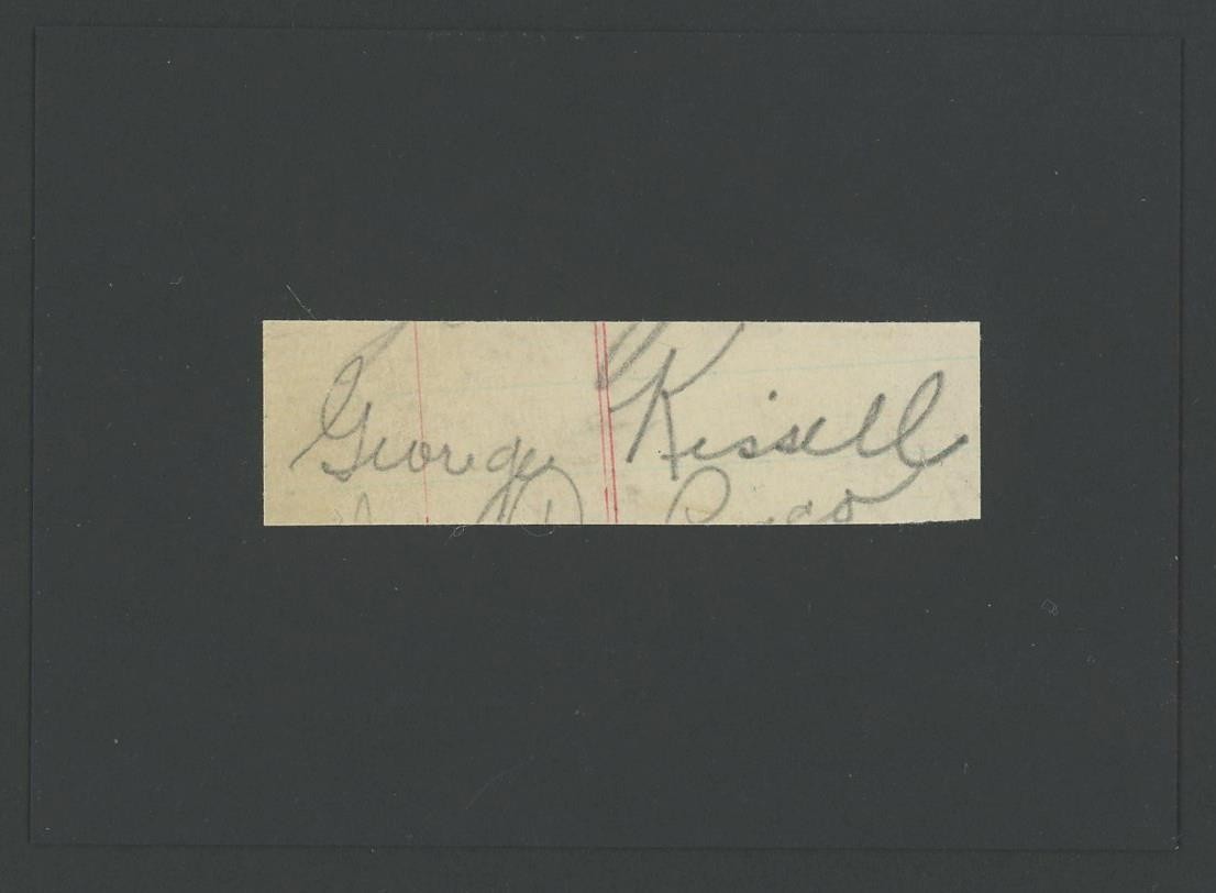 GEORGE KISSELL (1920-2008) autograph cut | Cardinals Coach - signed