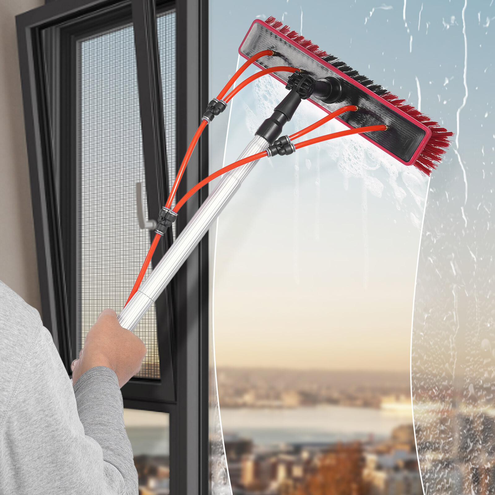 26ft Window Washing Pole Water Fed Pole Cleaning Brush Solar Panel Cleaner Tools