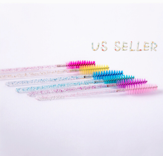50PCS Eyelash Brush Disposable Glitter Mascara Wands Applicator Spoolie Tools