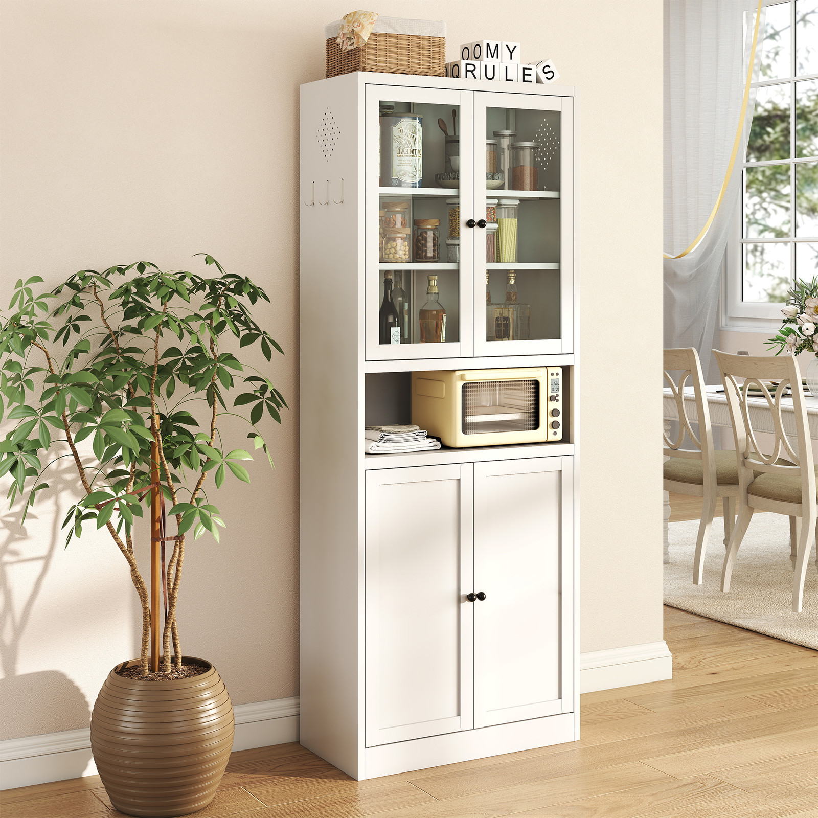 Metal Kitchen Pantry Cabinet - 72" Tall Storage with Adjustable Shelves , Heav
