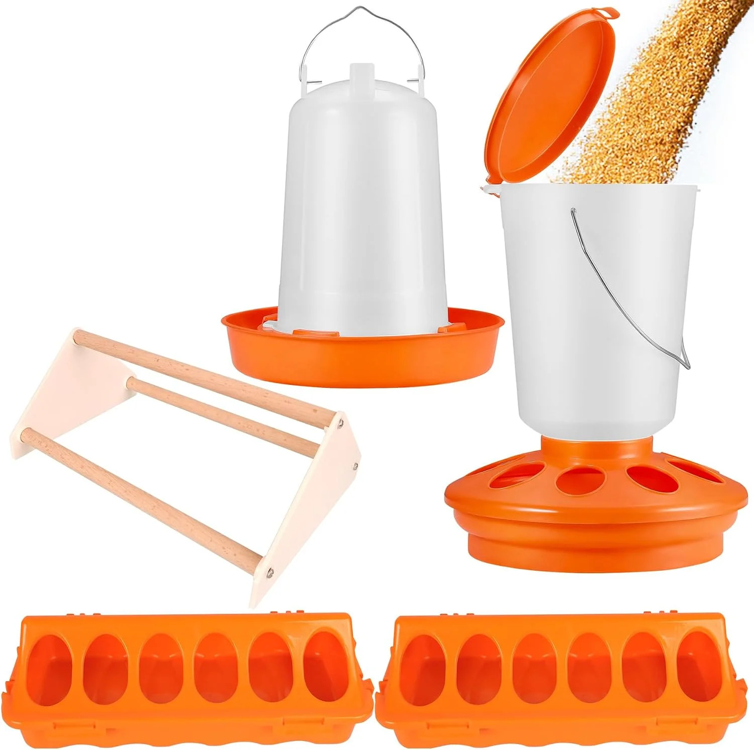 YANZI Chick Feeder and Waterer Kit, Baby Chick Starter Kit with Chick Perch for