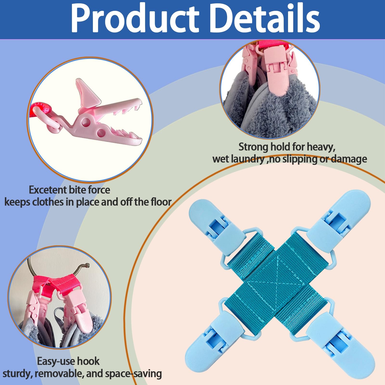 Josuyofo 2 Pack Bed Sheet Detangler Reduces Laundry Tangles Keep Blue
