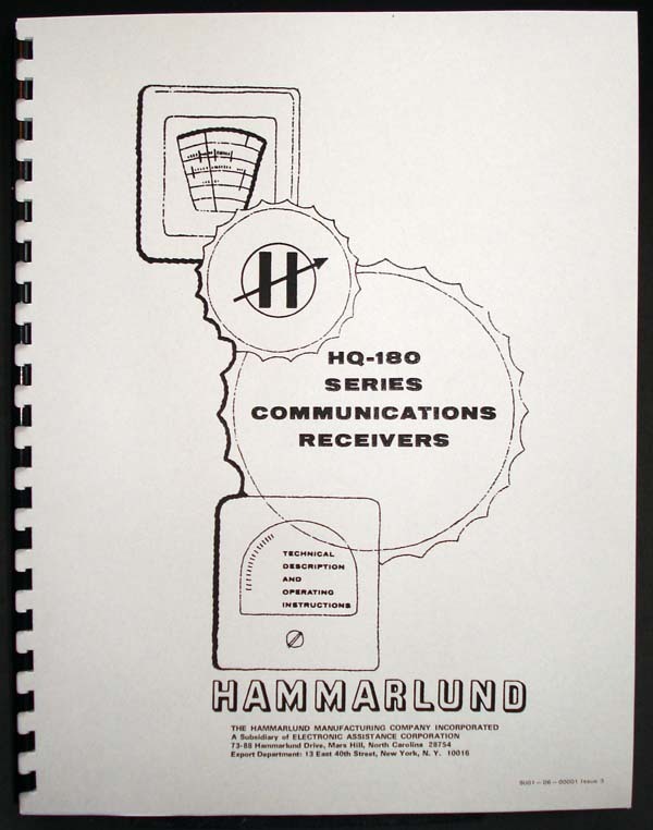 HAMMARLUND HQ-180 HQ-180A HQ-180AX HQ-180XE Communications Receiver Manual