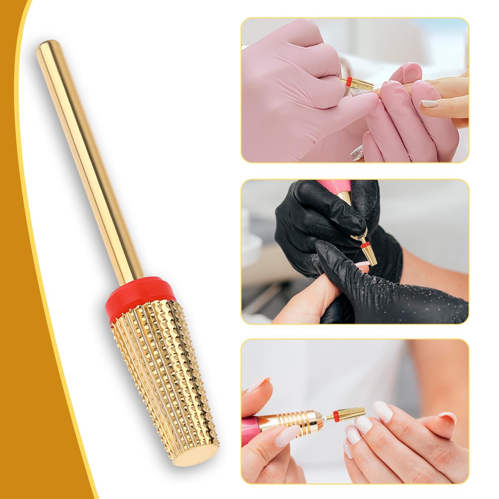5 in 1 Nail Drill Bits Carbide Tungsten Two Way Rotate Gold