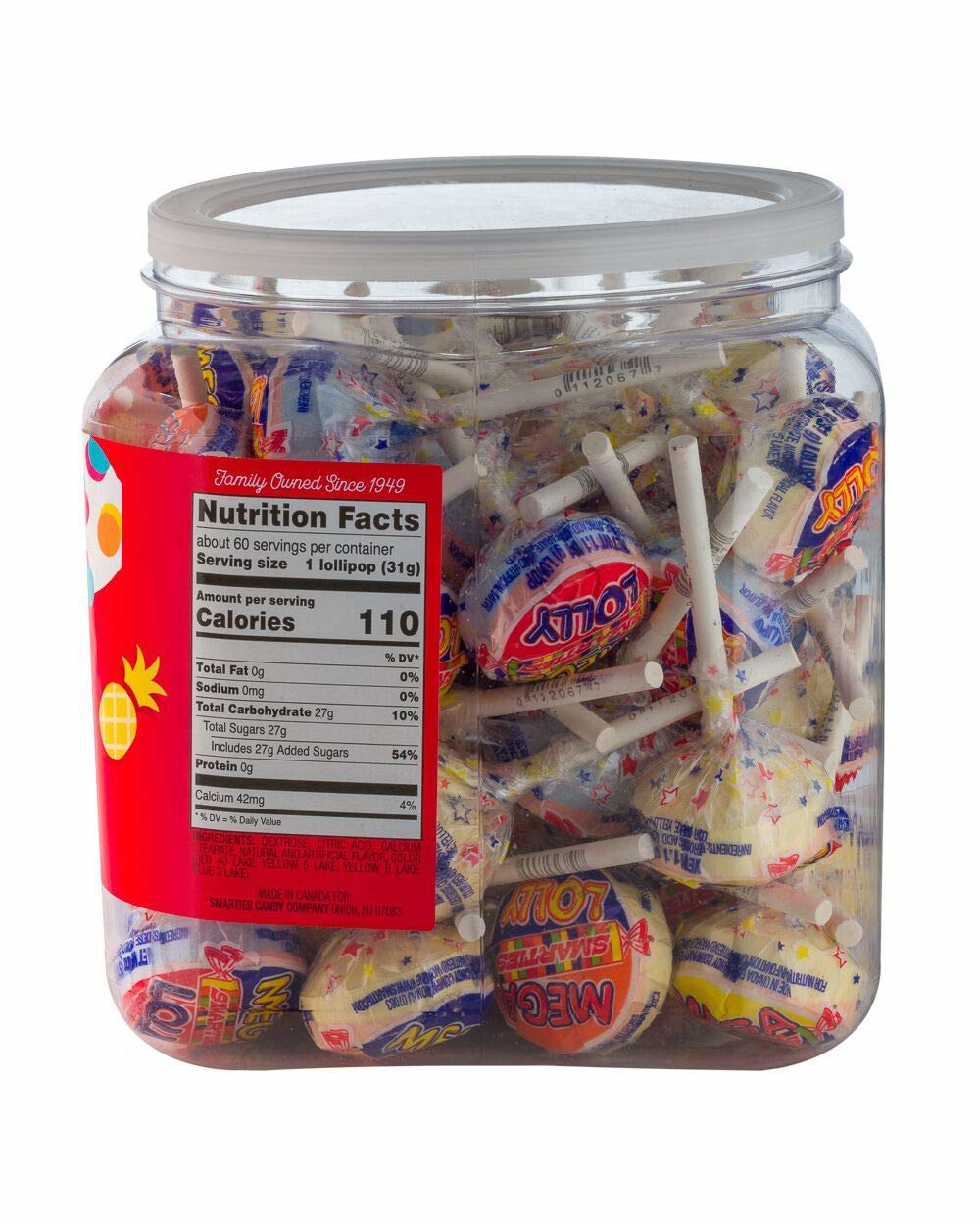 Mega Smarties Lollies Mega 60 Count 4 lbs 1 oz.