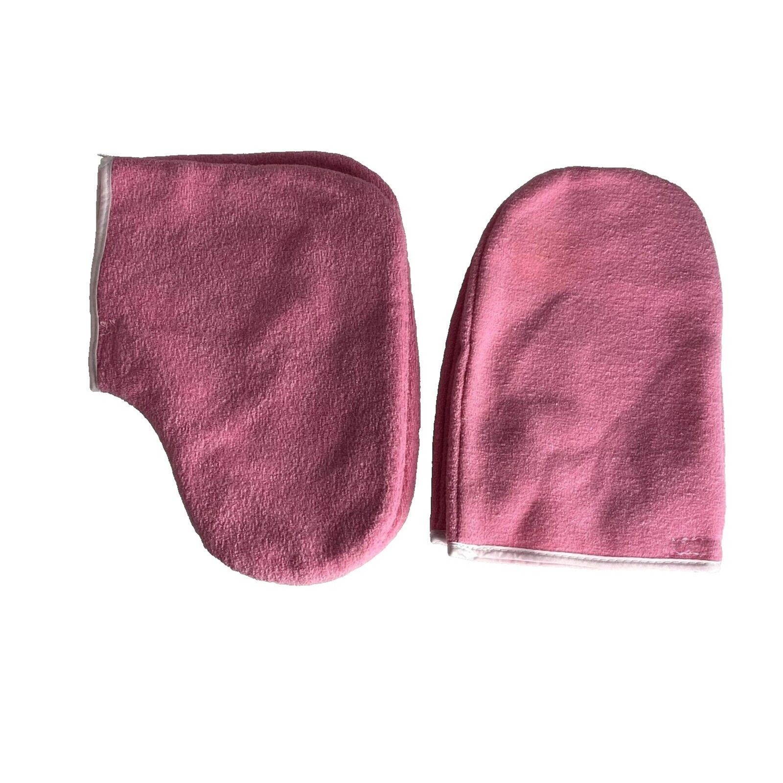 #7736 Pair of Pink Hand and Feet Terry Mittens for  Moisterizing and wax