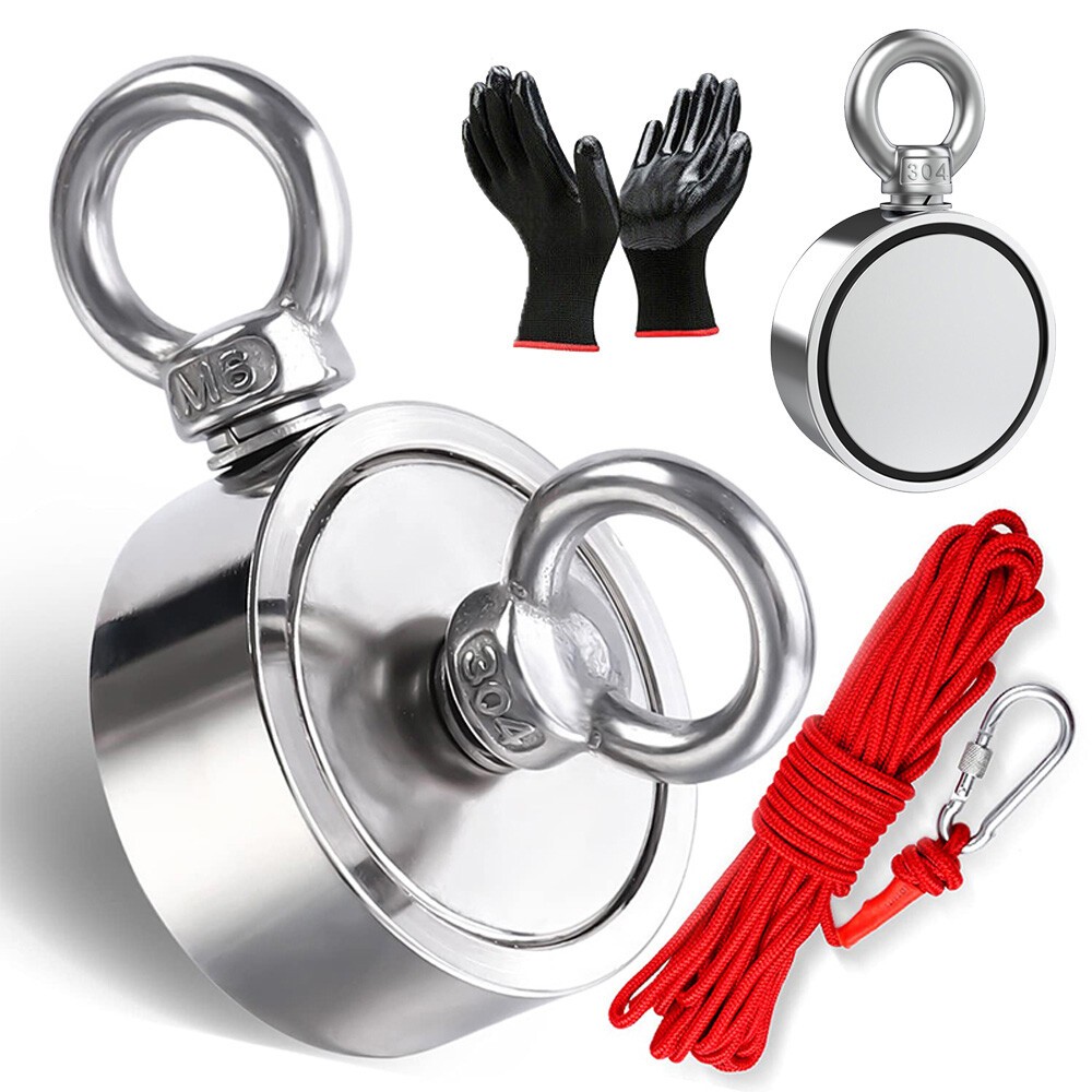 2000 Lbs Fishing Magnet Kit Pull Force Strong Neodymium Manget / Carabiner Rope