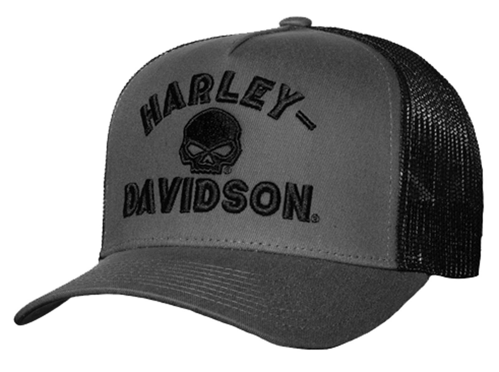 Harley-Davidson Men's Gate Arch Adjustable Snapback Mesh Trucker Hat - Gray