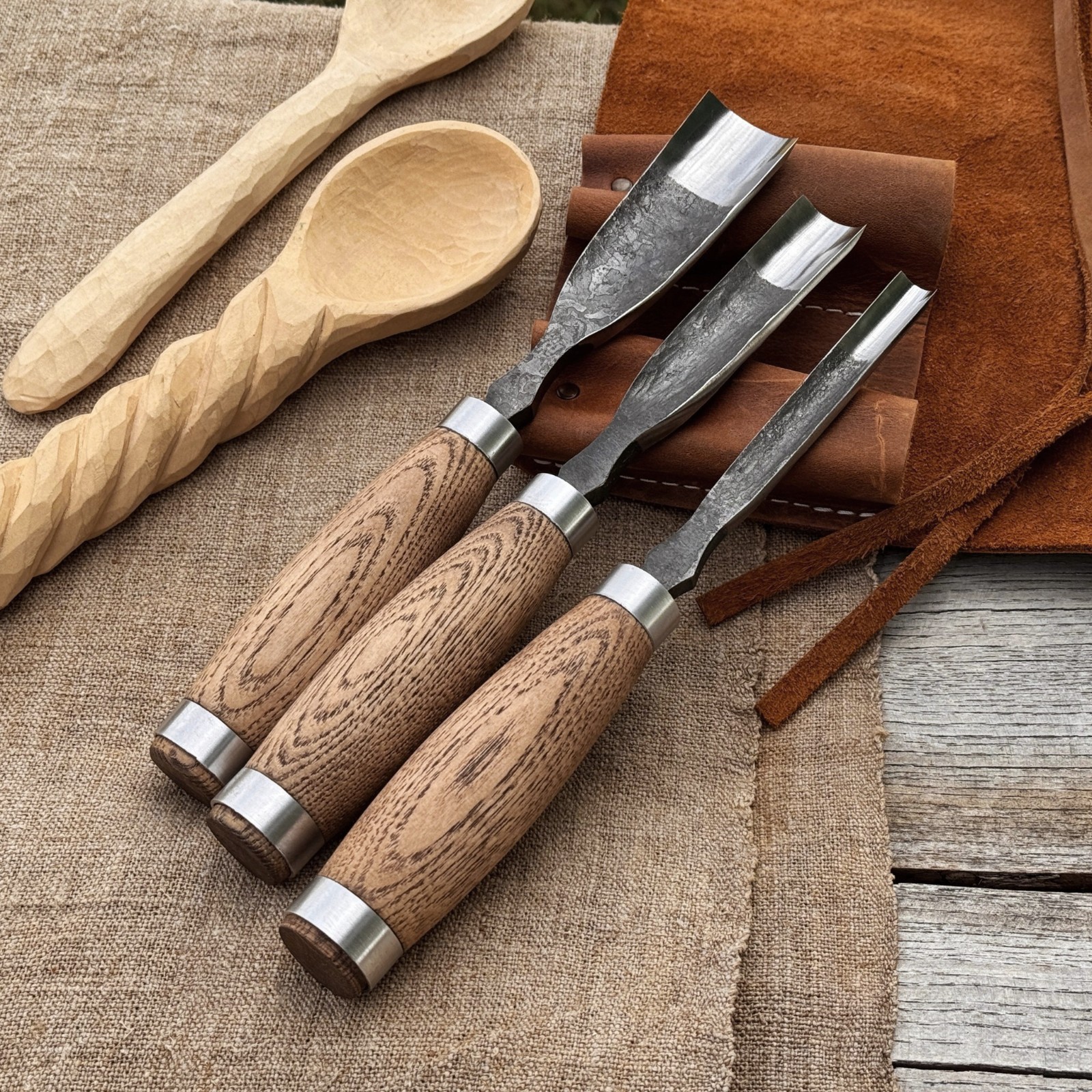 Set of 3 - 0.4, 0.8, 1.2'' Wood Carving Gouge for Spoon, Bowl, Detailed Carving