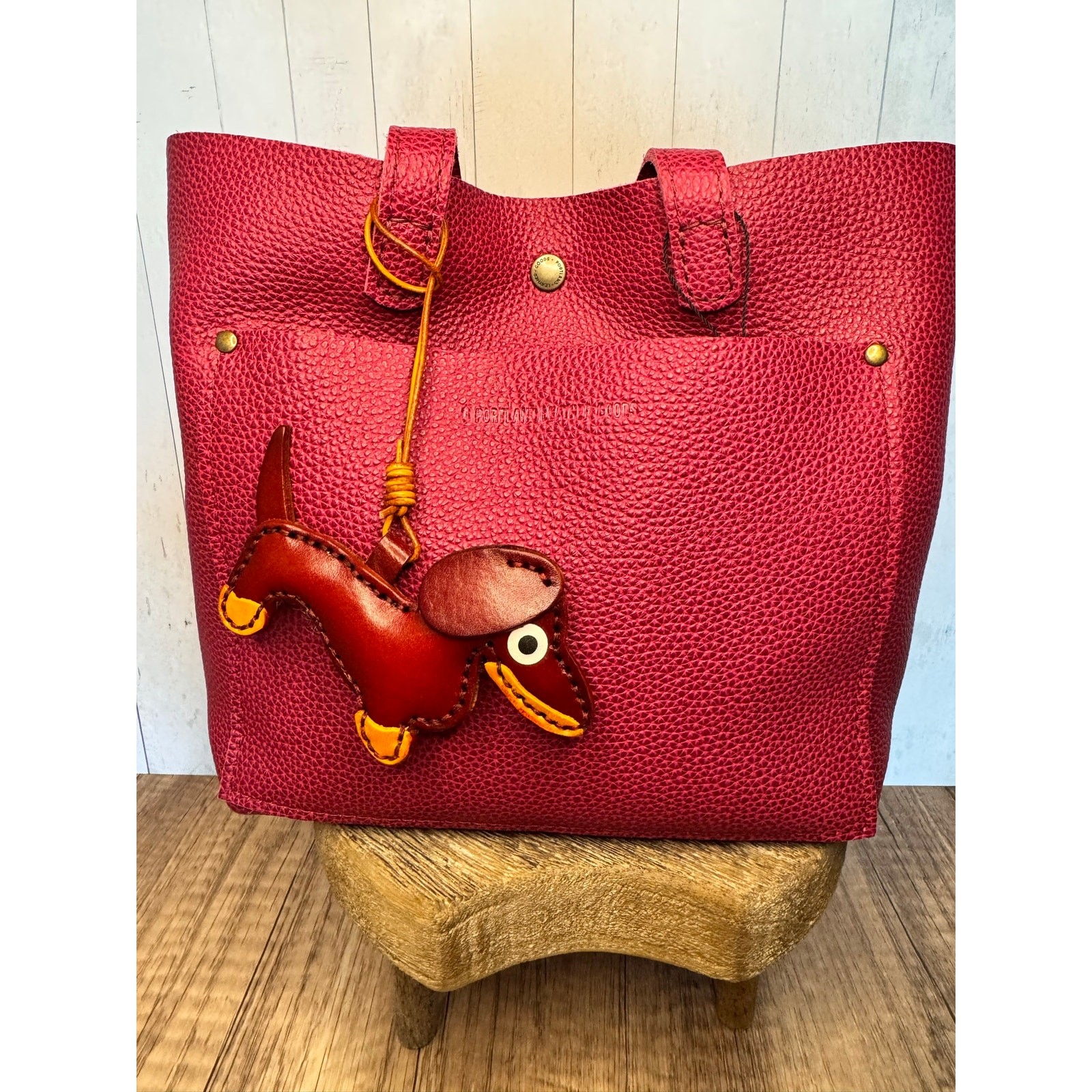 Brown Genuine Leather Dog Bag Charm Dachshund Wiener Dog Purse Charm Dogs