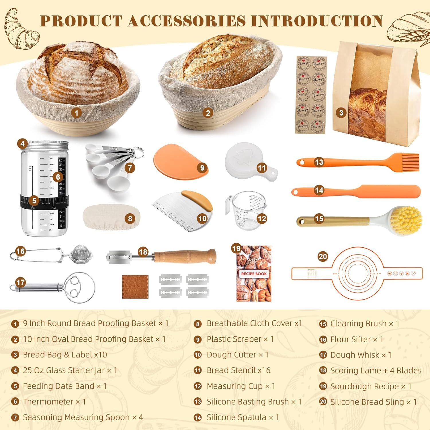 Sourdough Starter Kit, Bread Making Kit with Sourdough Starter Jar for Beginn...