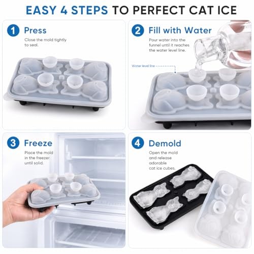 Ice Cube Tray Mold - 3D Shape Ice Cube Trays, Cute Ice Cube Molds for Cat