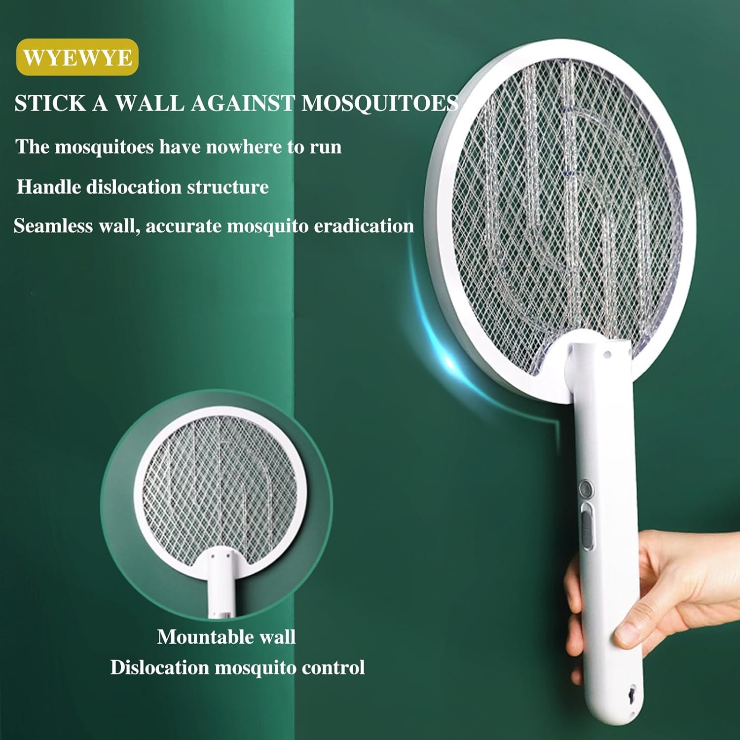Electric Fly Swatter,Bug Zapper Racket Indoor Rechargeable,Mosquitoes Trap Lamp