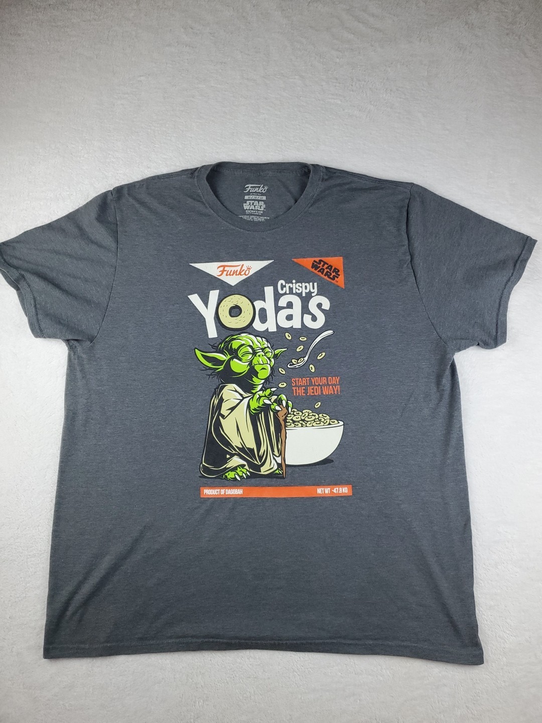 Funko Star Wars Crispy Yodas Cereal Graphic T-Shirt Adult XL Gray Casual