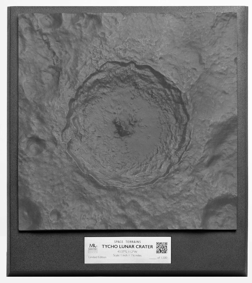 Tycho Crater on Moon 3D Topographical 12.5" Model from NASA Data