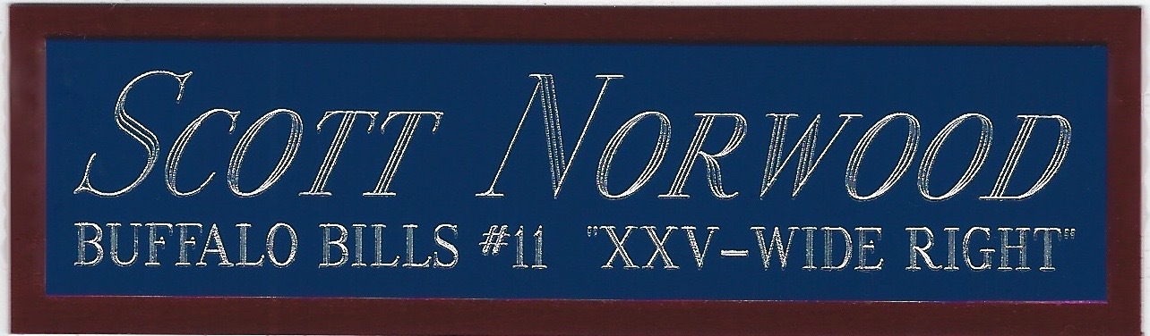 SCOTT NORWOOD BILLS NAMEPLATE AUTOGRAPHED Signed FOOTBALL-HELMET-JERSEY-PHOTO