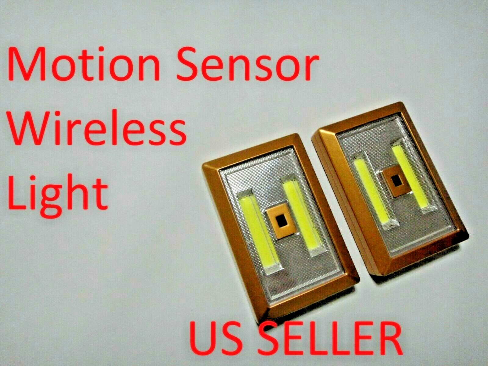 2 Pcs GOLD Motion Sensor COB LED Wall Wireless Night Light Battery Included