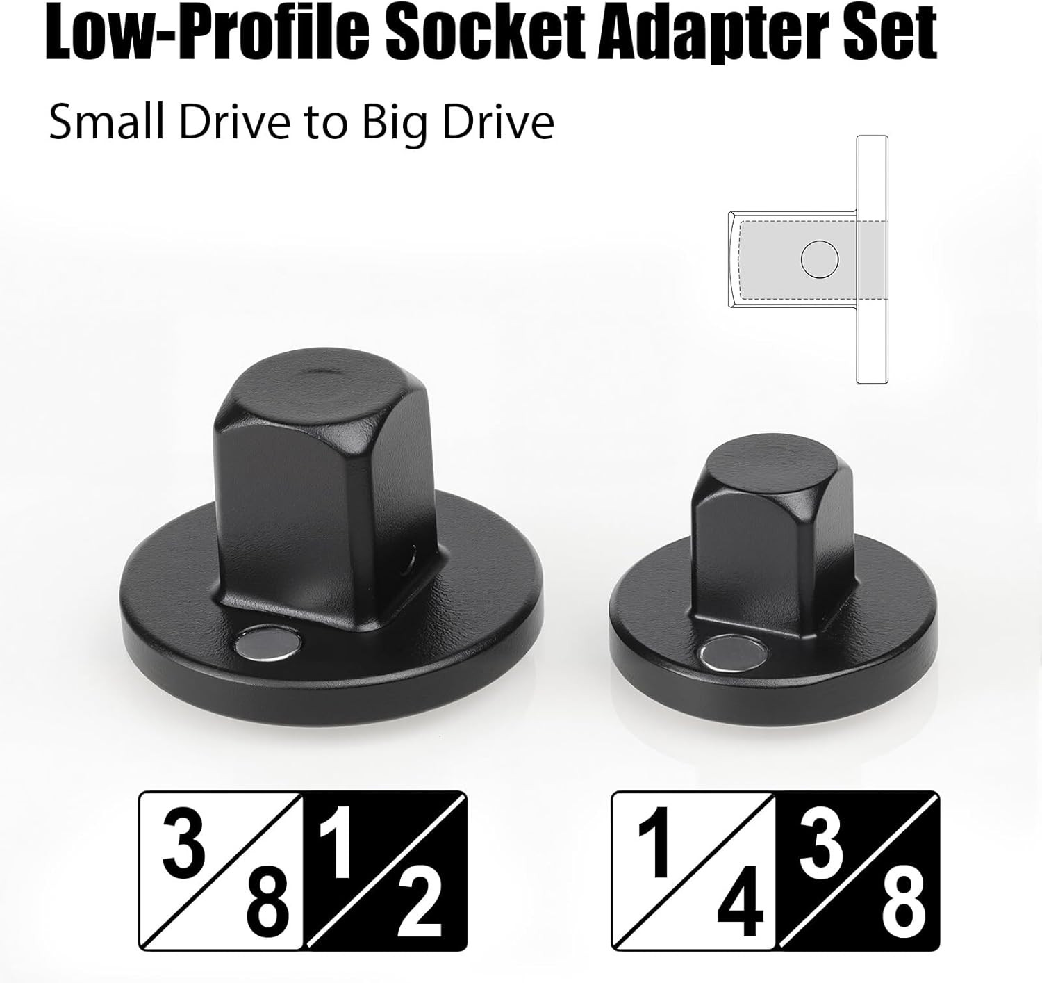 Socket Adapter Set, Low Profile Impact Socket Adapter for Tight Spaces, Impact I