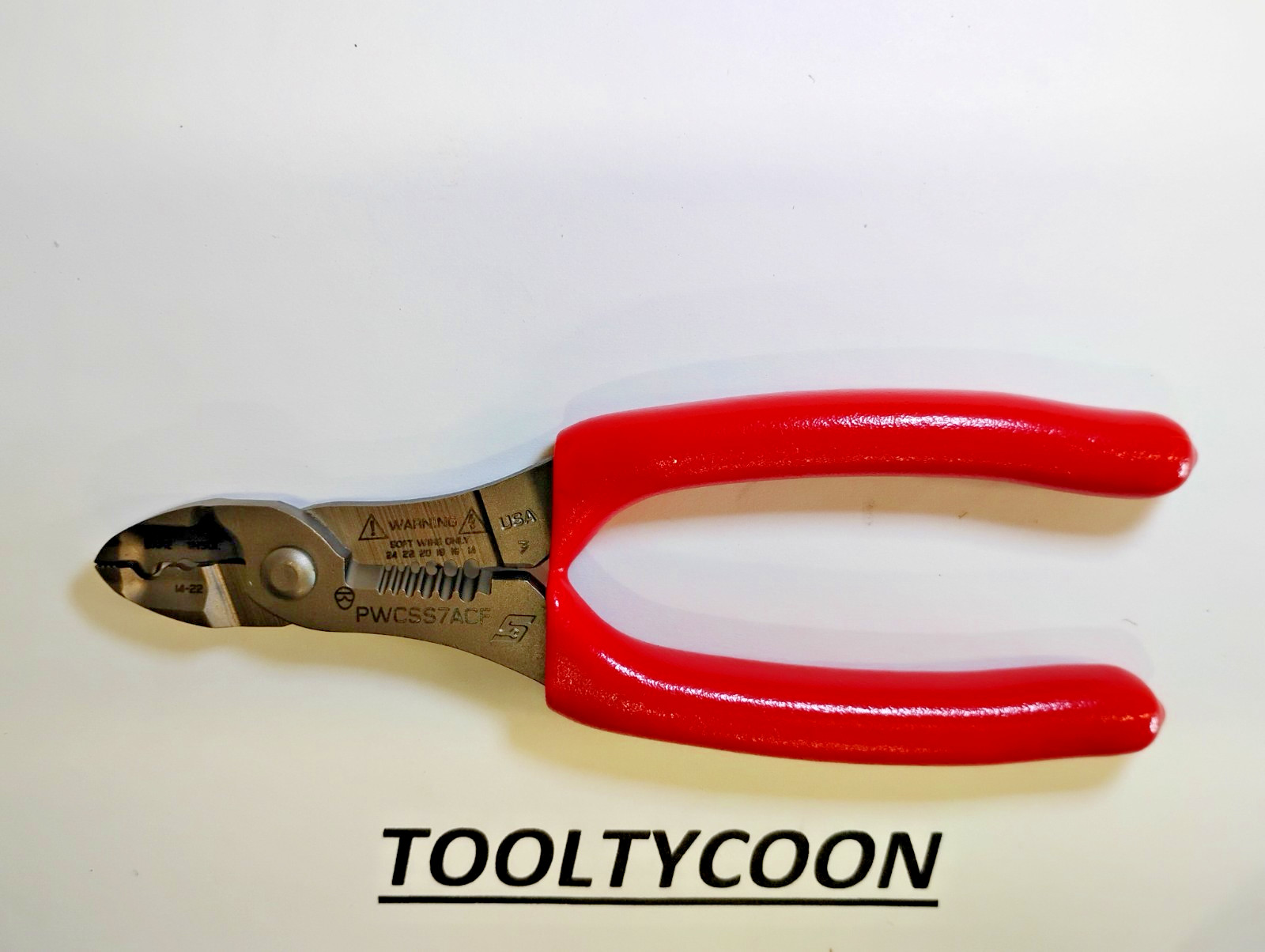 Snap-on Tools USA NEW RED Soft Grip 7" Wire Stripper Cutter Crimper PWCSS7ACF