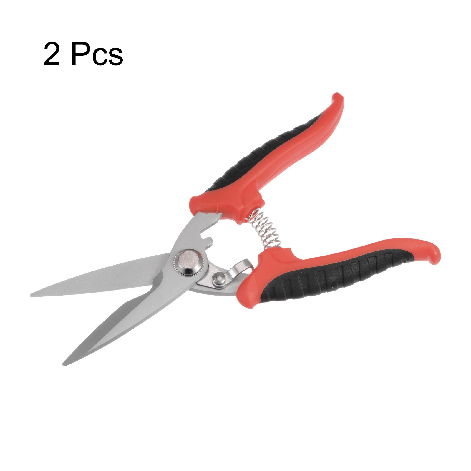 2pcs 8 Inch Industrial Scissors with Black Red Handle