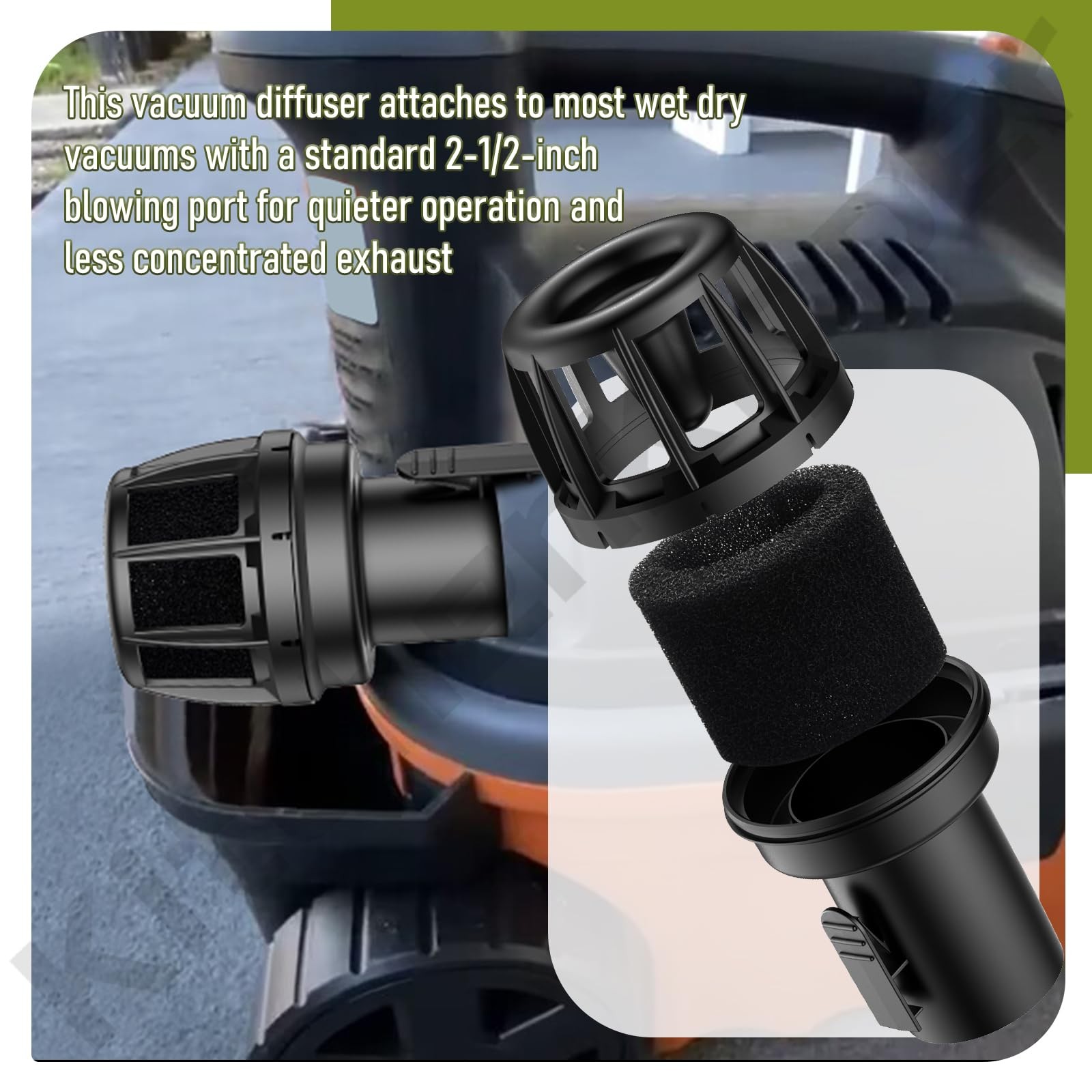 VT2525 & WS25025A 2.5 Inch Muffler/Diffuser Accessory for Ridgid Wet/Dry...