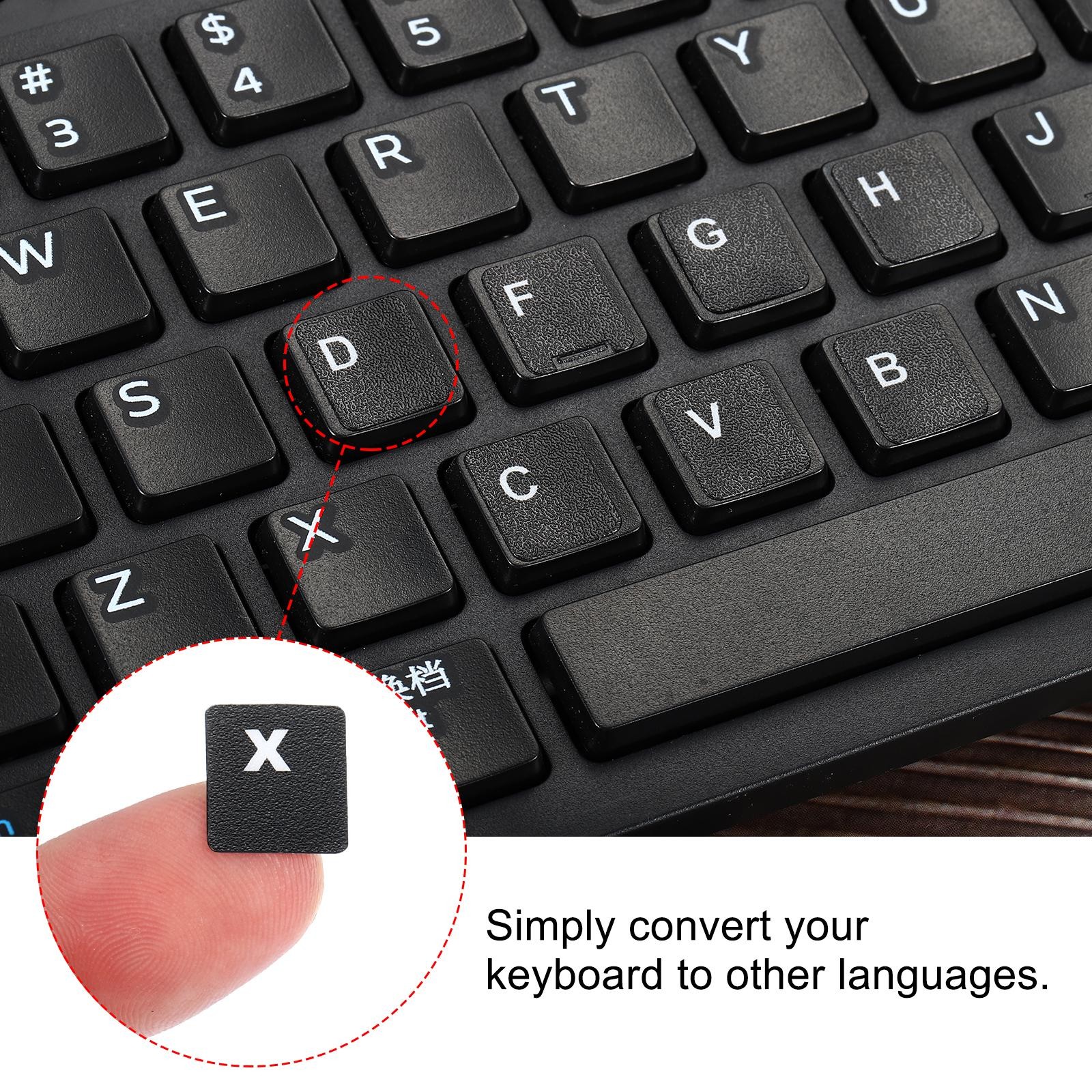 Spanish Keyboard Stickers, 2Pcs Computer Cover, Black Background White Lettering