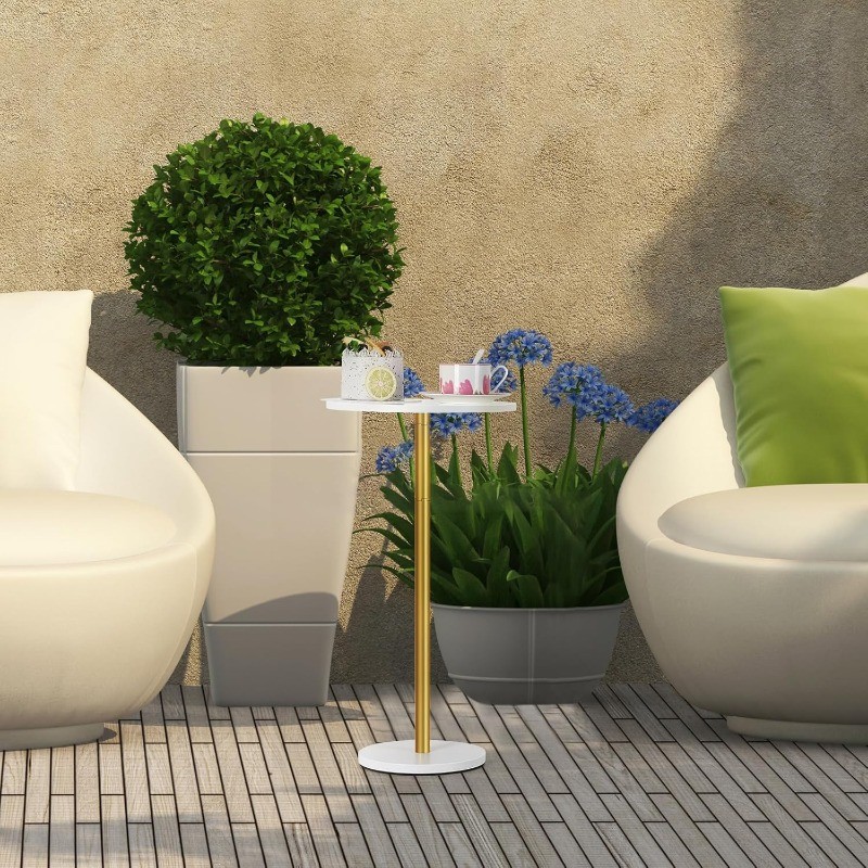 Small Side Table for Small Spaces Round Pedestal Coffee Cocktail Table White
