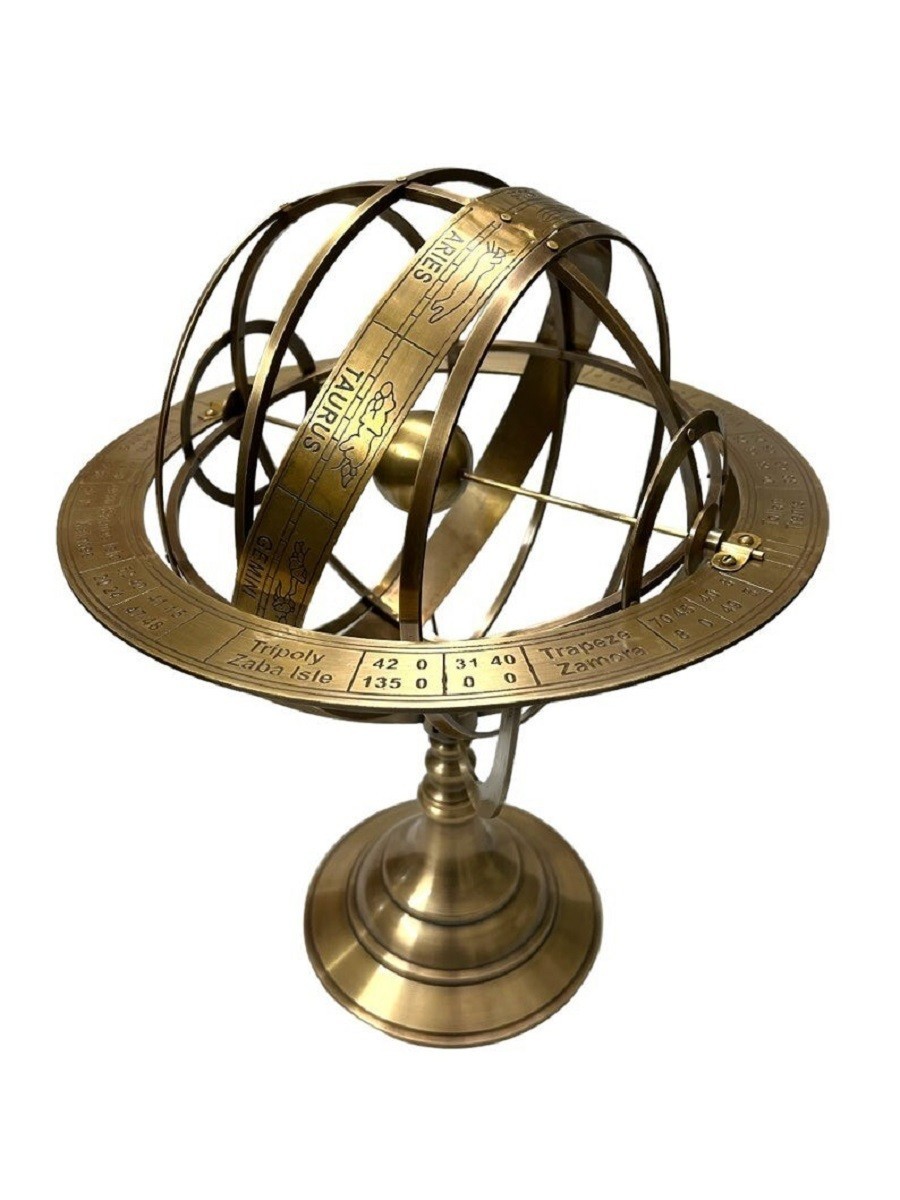 Engraved Brass Armillary Sphere 18" Astrolabe Globe Nautical Table Decor Gift