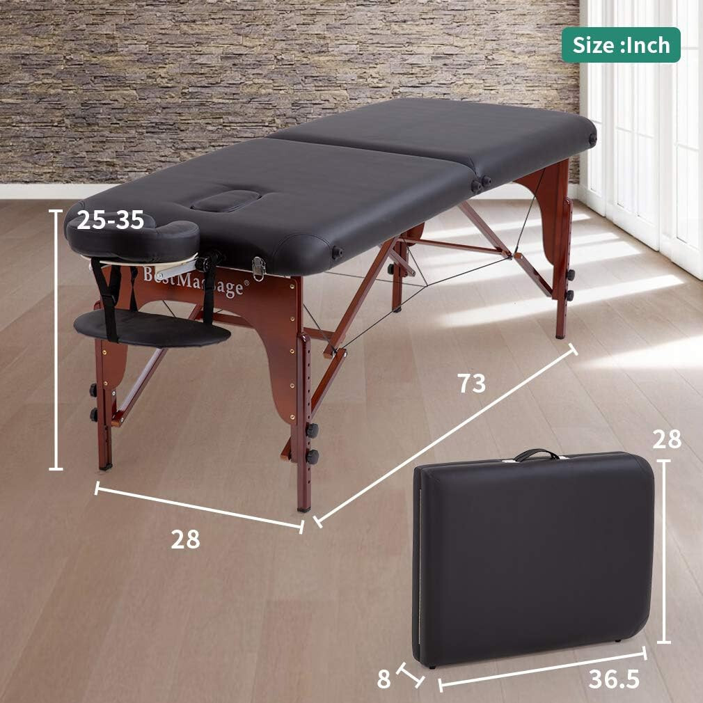 Massage Bed Portable Massage Table Lash Bed Height Adjustable 2 Fold Table