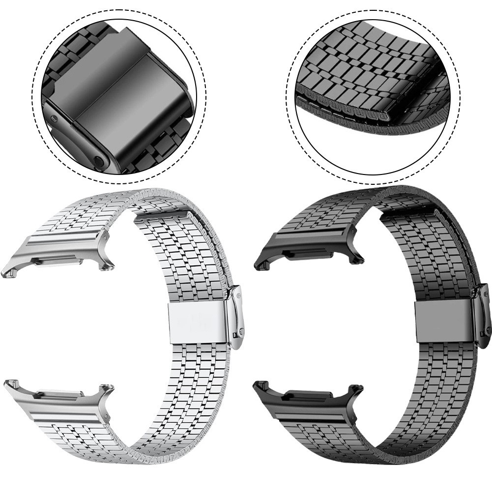 For Samsung Watch 8 Adjustable Metal Band Replacement in Black or Silver