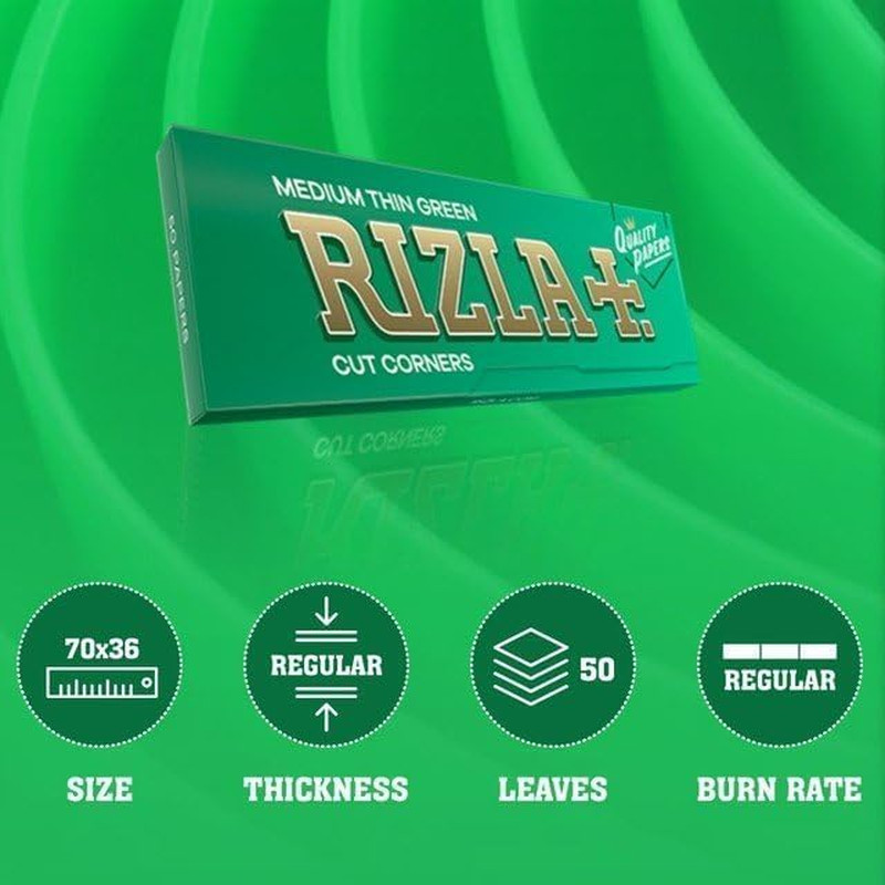Green Cigarette Rolling Papers 100 Booklets