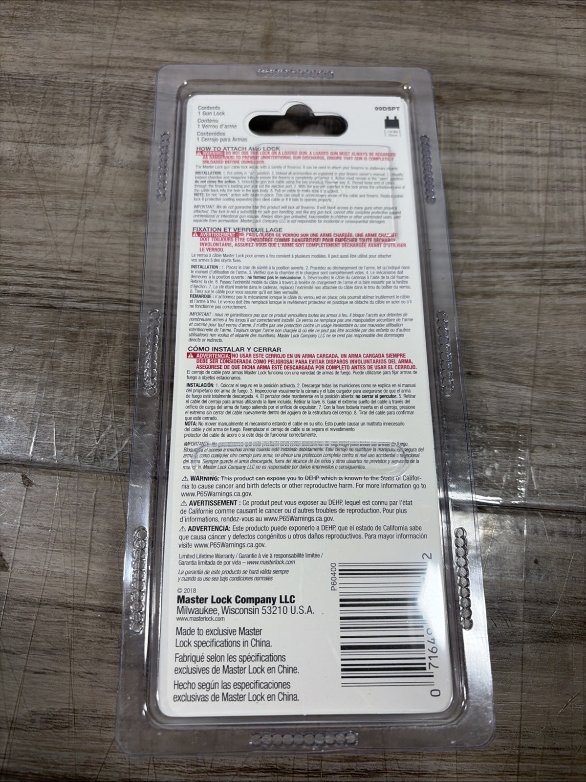 Master Lock Cable Gun Lock Keyed Different 14" 99DSPT