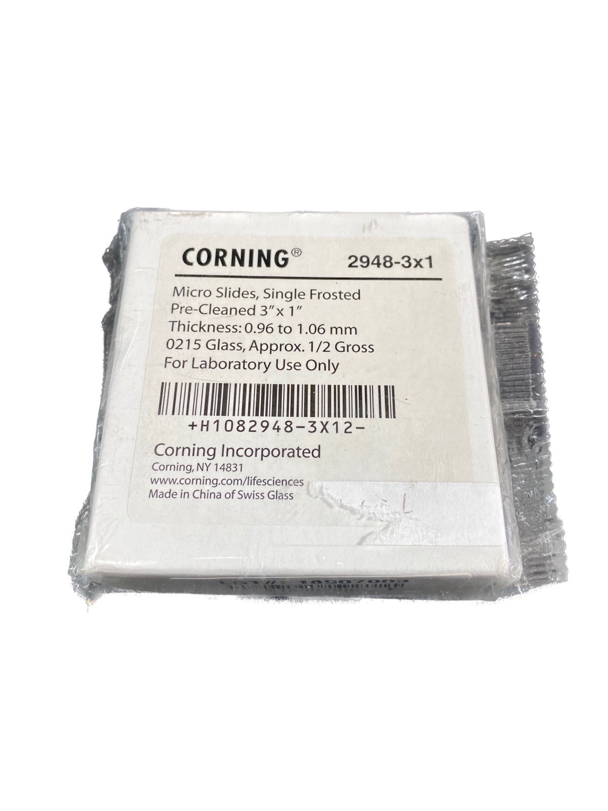 CORNING 3x1in Microscope Slides Frosted OneSide 0215 1mm 1/2 Gross  2948-3x1