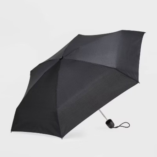 ShedRain Mini Manual Compact Umbrella - Black: Telescoping Shaft, Solid