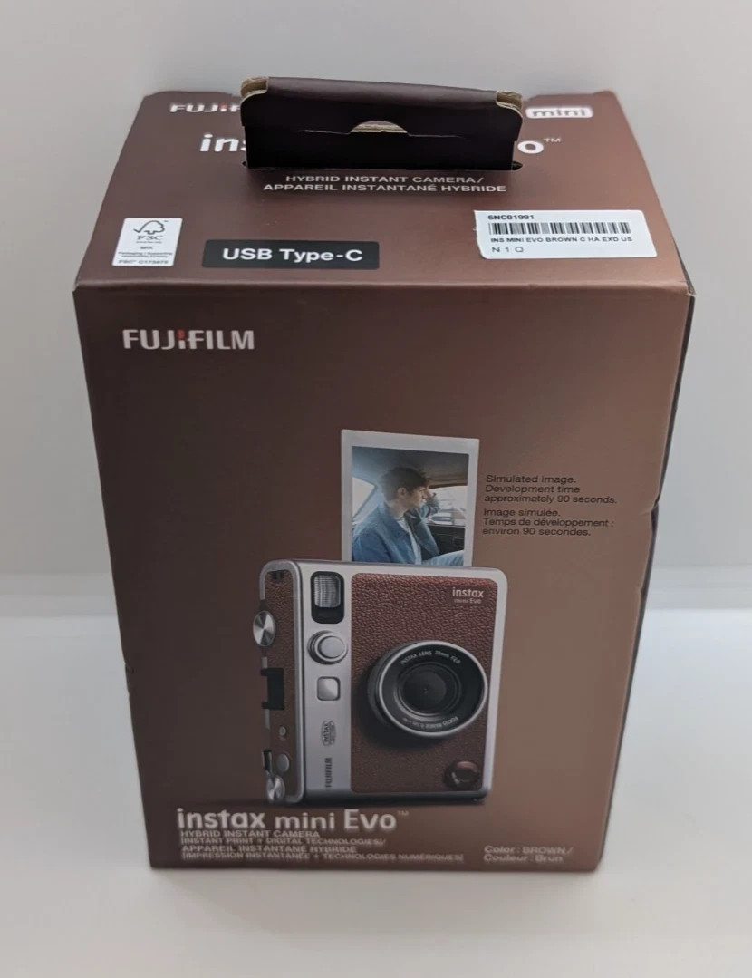 Fujifilm Instax Mini Evo Hybrid Instant Camera - Brown - NEW IN BOX!