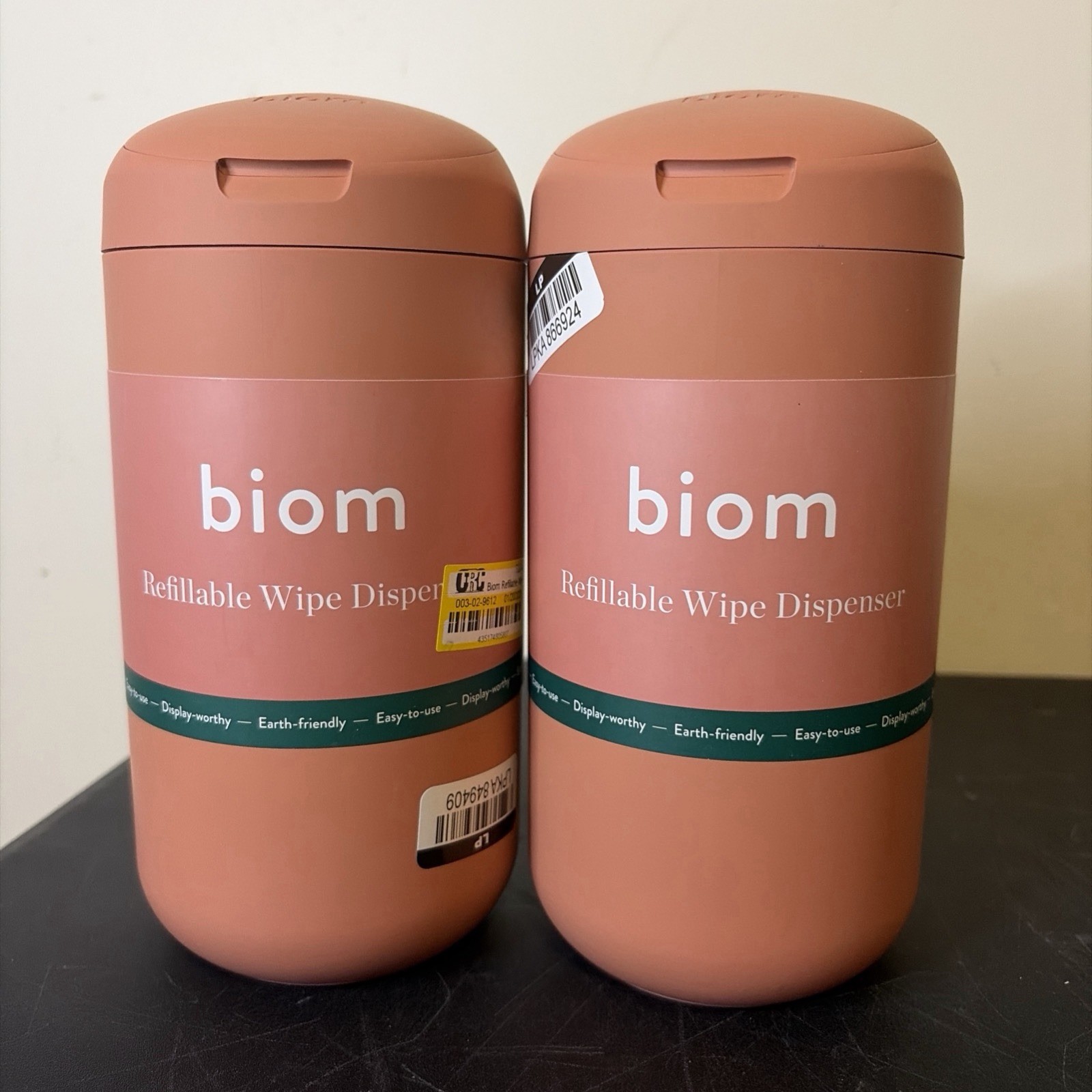 2 Pack Biom Refillable Wipe Dispenser Terracotta Magnetic Lid New