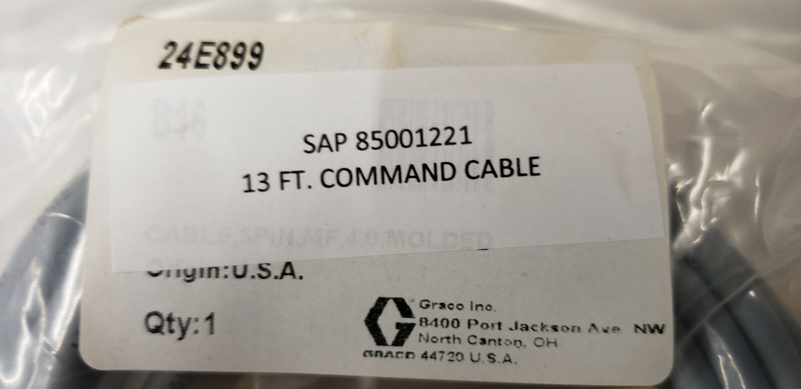 NEW Graco OEM 24E899 13' Command Cable 5Pin, MF, 4.0 Molded.  NEW IN BAG