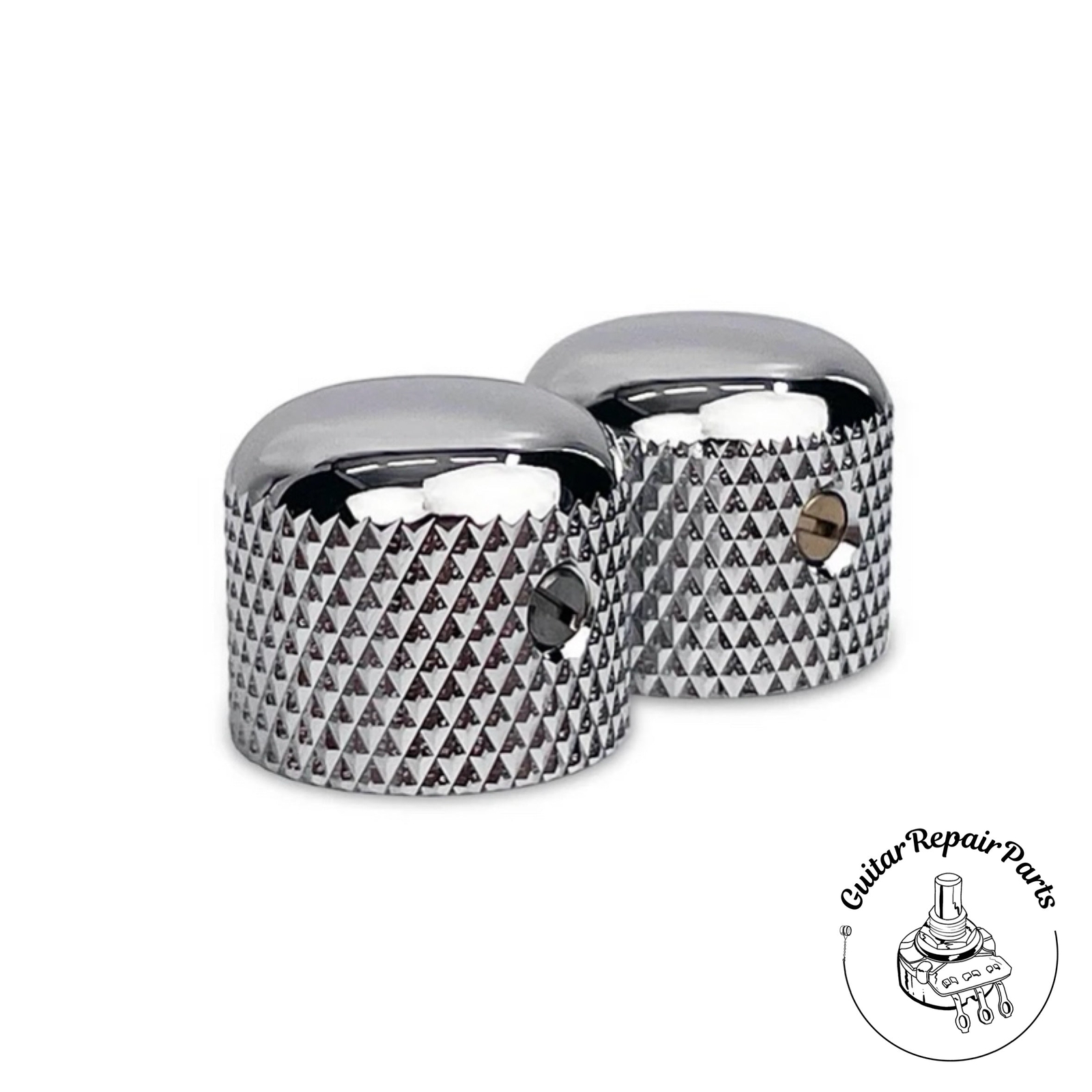 Gotoh Short Dome Top Metal Knobs, w. Set Screw (2 pcs) - Chrome