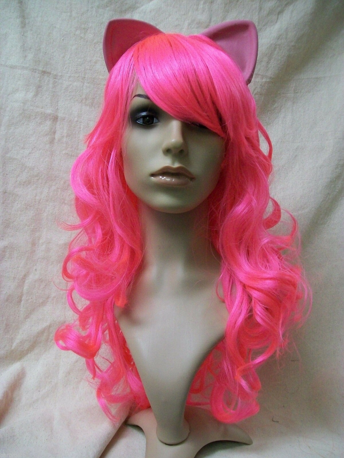 Licensed Hasbro My Little Pony Pinkie Pie Costume Wig w/ Ears Hot Pink Anime Cat