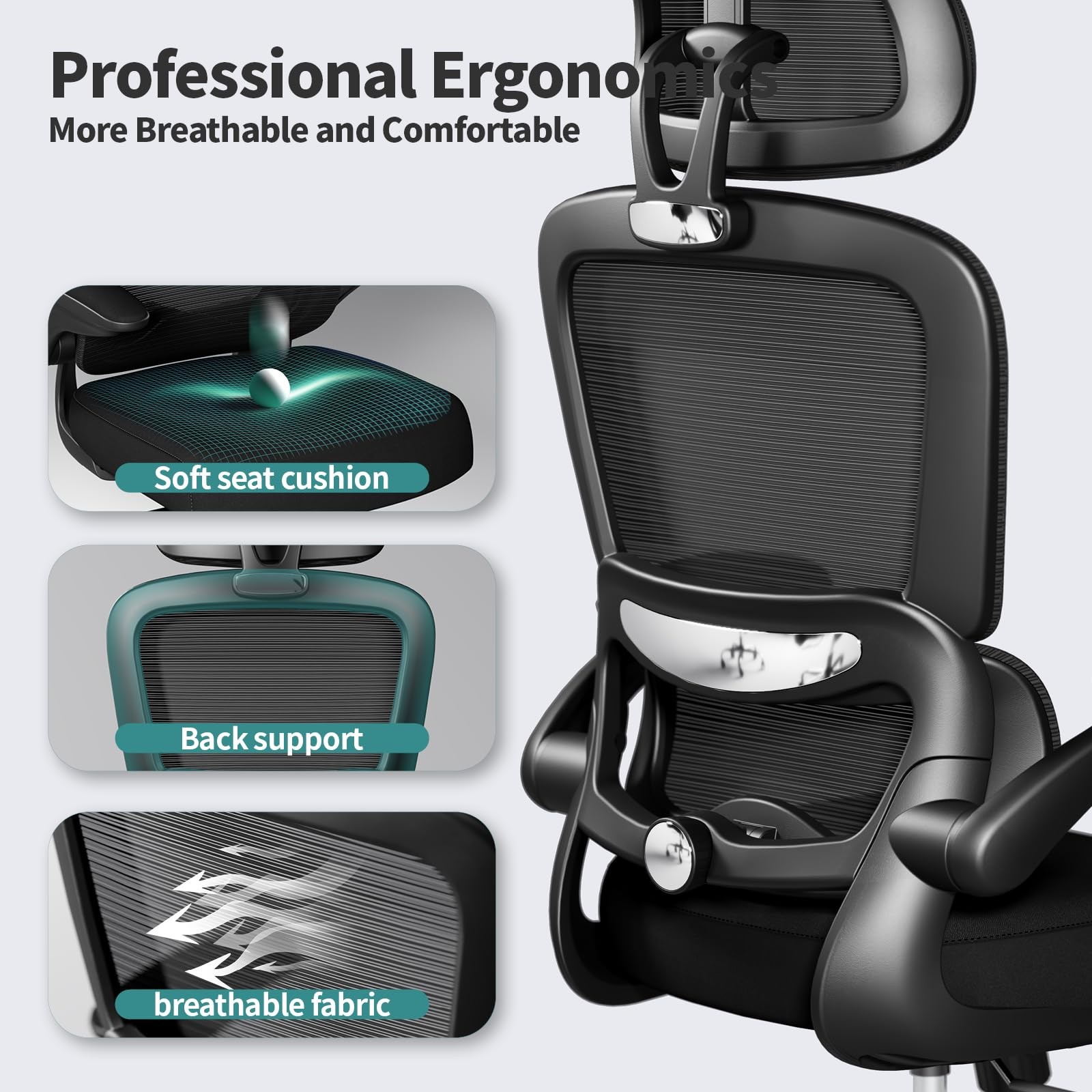 Office Chair Ergonomic Desk Chair, 330 LBS Home Mesh Office Desk Chairs with ...