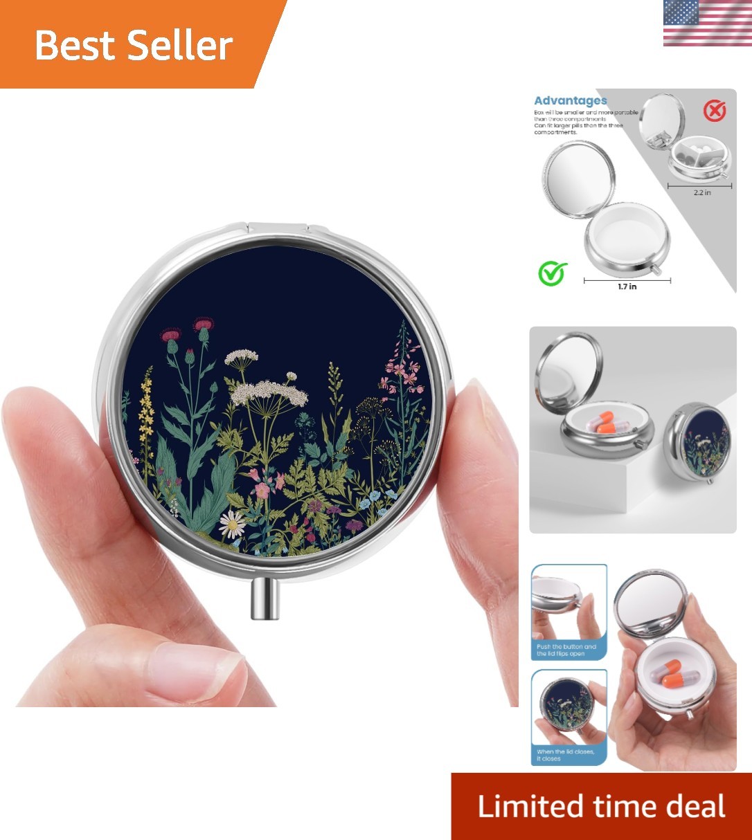 Durable Mini Pill Organizer with Flexible Lock - Essential for Vitamins & More