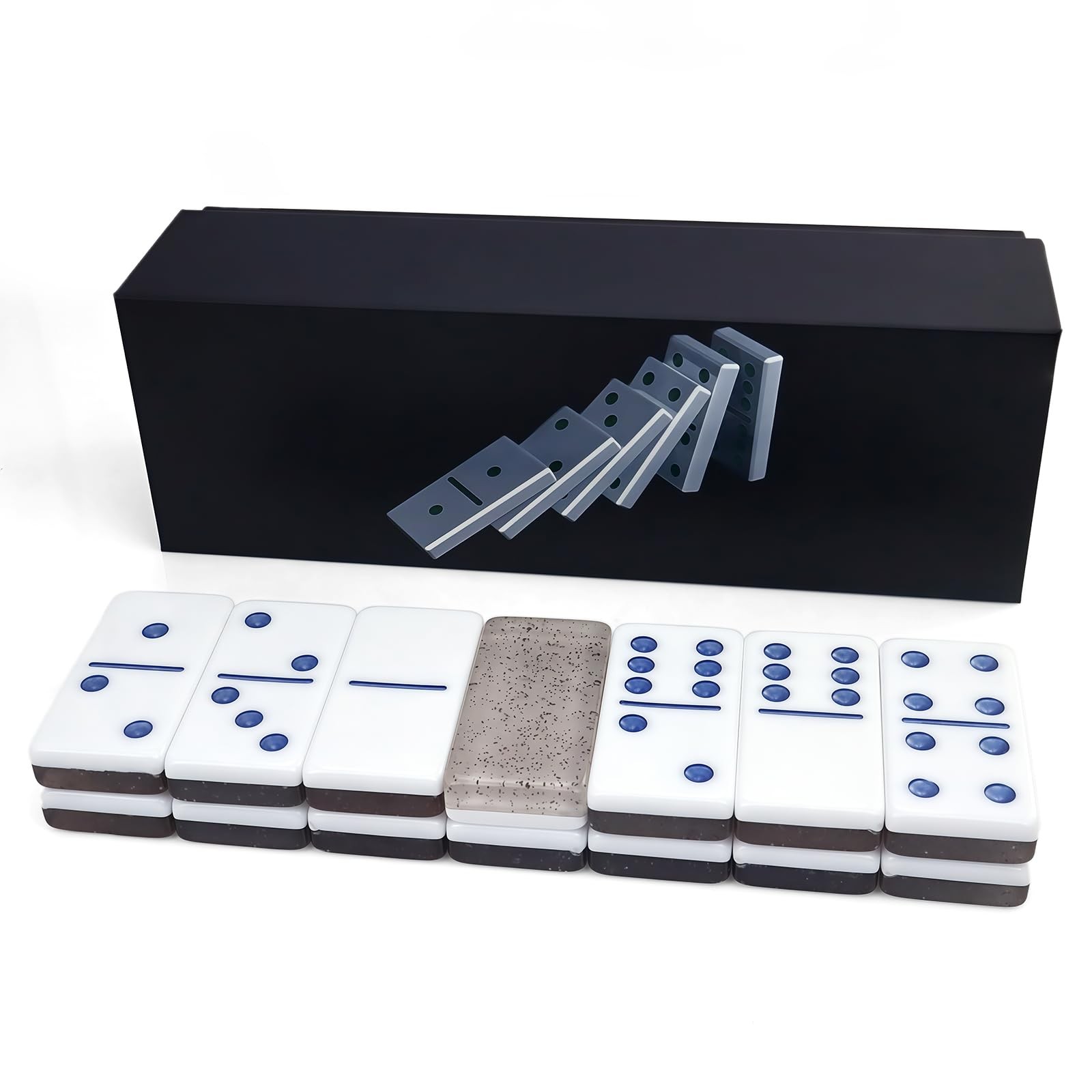 Transparent Black Dominoes Set for Adults - Classic Double 6 Dominoes with 28...